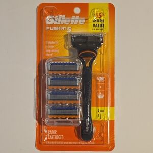 Gillette Fusion5 Razor with Black and Orange Handle